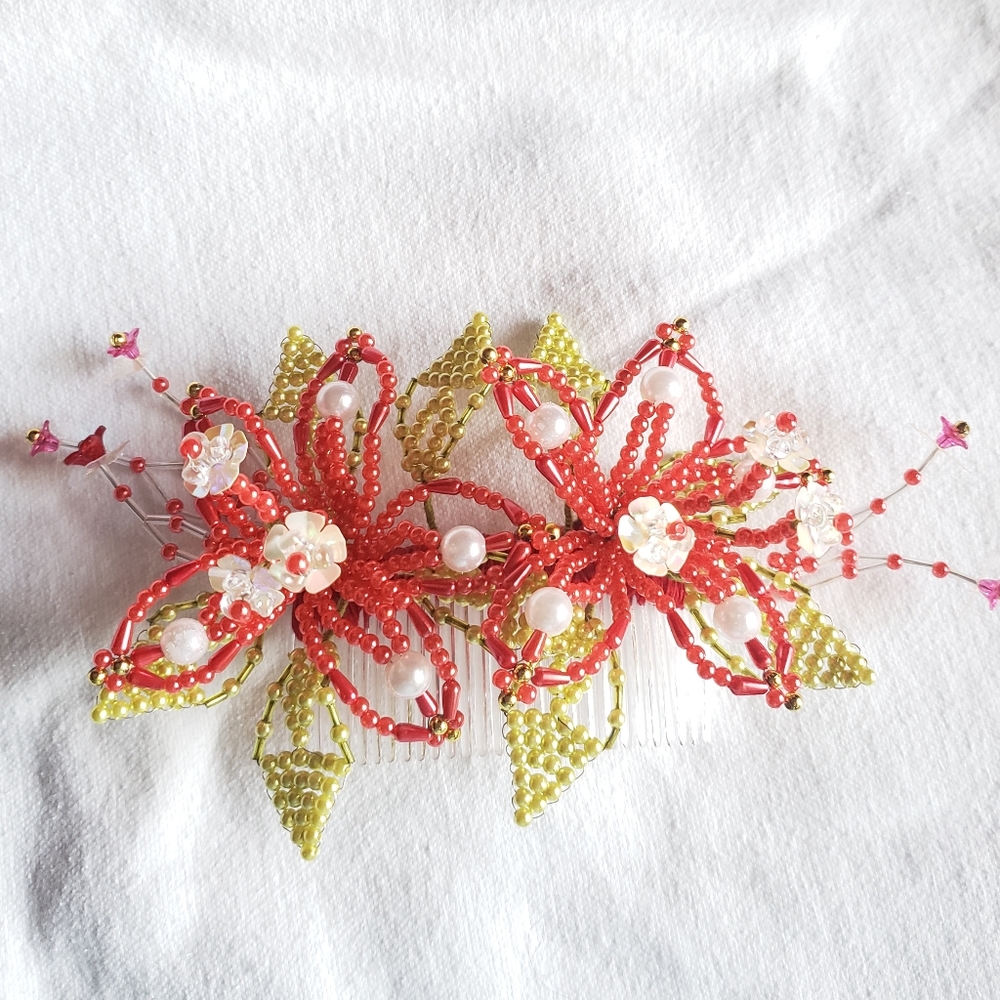 Custom Handmade Flowers Beads Hair Accessory